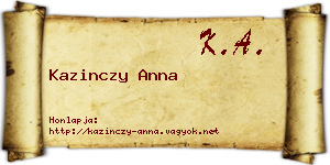 Kazinczy Anna névjegykártya